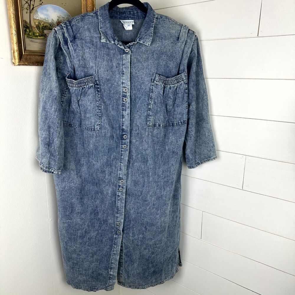 Vintage Union Made Appel Denim Midi Shirt Dress Size Medium